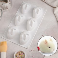 Форма силиконовая "Кролики" 6 шт 4324239, 7484, 7721120, СФ-209