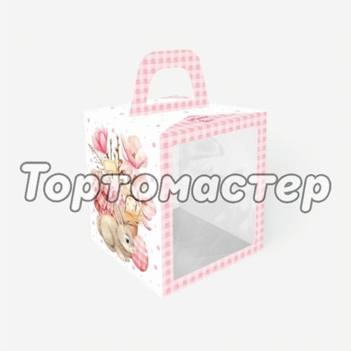 Коробка для кулича "Пасхальный букет" 15х15х18 см КУ-669     КУ-00669