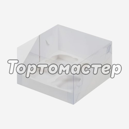 Коробка на 4 капкейка с прозрачной крышкой белая 040273 ф, 41710