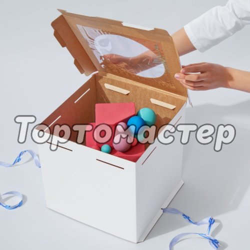 Коробка для торта с круглым окном белая 30х30х30 см ForG COMFORT I W W 300*300*300 S*20  (EB 300 (window))