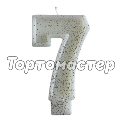 Свеча декоративная Цифра "7" Блёстки 