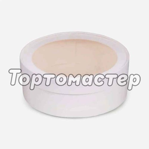 Коробка для сладостей с окном круглая белая 16х7 см 070400