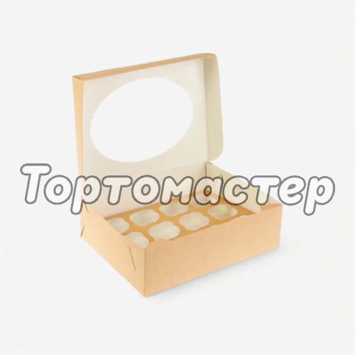 Коробка на 12 капкейков с окном крафт/белая OSQ MUF 12     ECO MUF 12, 