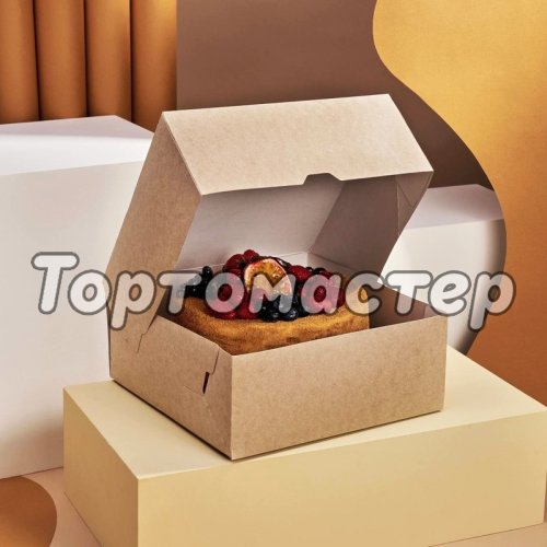 Коробка для торта крафт 25х25х10 см OSQ CAKE 6000