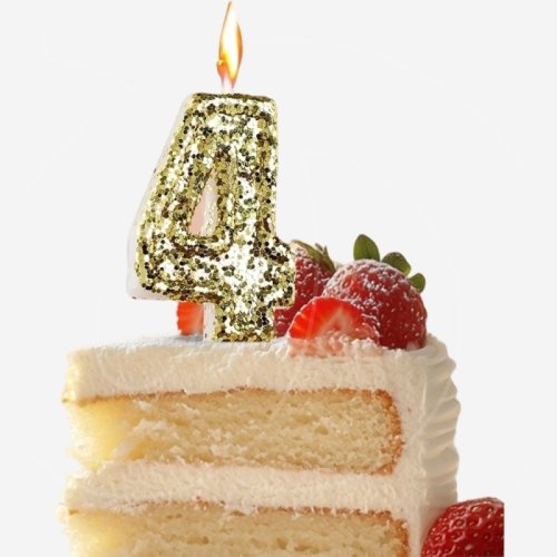 Свеча декоративная Цифра "4" Золотые пайетки 5572718