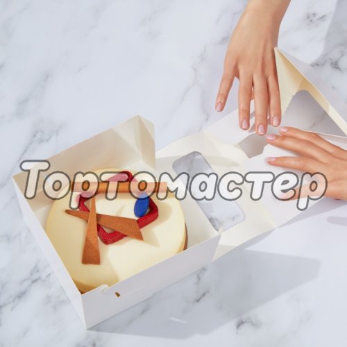 Коробка для торта с окном 22х22х10 см ForG CAKE II W W 220*220*100