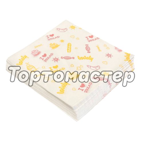 Бумага для бенто-торта "Пекарня" 18х18 см 100 шт ББ-3