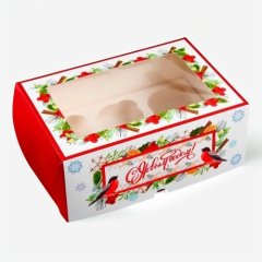 Коробка на 6 капкейков "Новый год" 25х17х10 см 10597633	