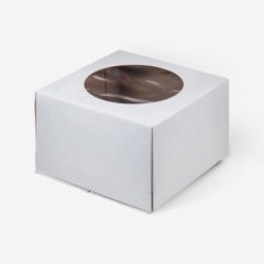 Коробка для торта с окном гофрокартон белая 26х26х18 см 012900