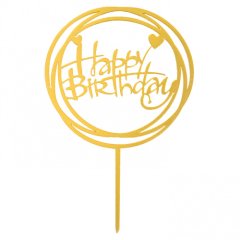 Топпер декоративный акриловый "Happy Birthday. Рамка" Золотой 3960647, Топ-39