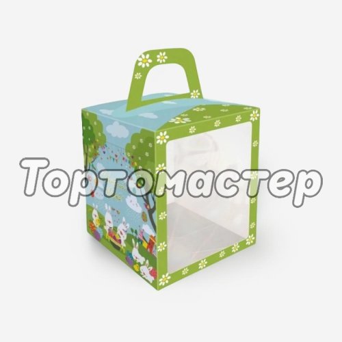 Коробка для кулича "Кролики" 15х15х18 см КУ-280   КУ-00280