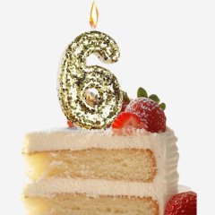 Свеча декоративная Цифра "6" Золотые пайетки 5572720