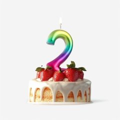 Свеча декоративная Цифра "2" Шар Радуга 5311069