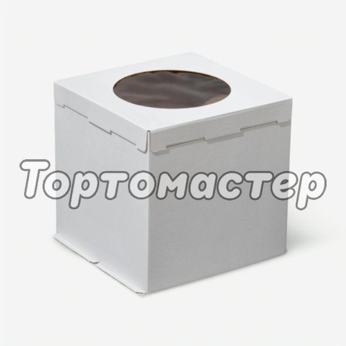 Коробка для торта с круглым окном белая 28х28х28 см 2.37.1	